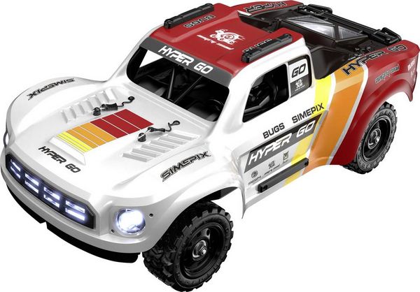 MJX Weiß-Rot Brushless 1:14 RC Modellauto Elektro Short Course Allradantrieb (4WD) RtR 2,4 GHz Inkl. Akku und Ladegerät, mit Lichteffekt