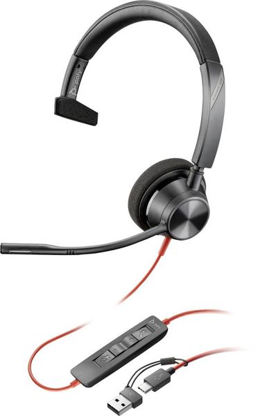 HP Poly Blackwire C3310 On Ear Headset kabelgebunden Mono Schwarz Mikrofon-Rauschunterdrückung, Noise Cancelling Headset
