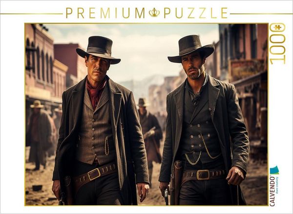 CALVENDO Puzzle Zwei Revolverhelden im wilden Westen 1000 Teile Lege-Größe 64x48cm Foto-Puzzle für glückliche Stunden