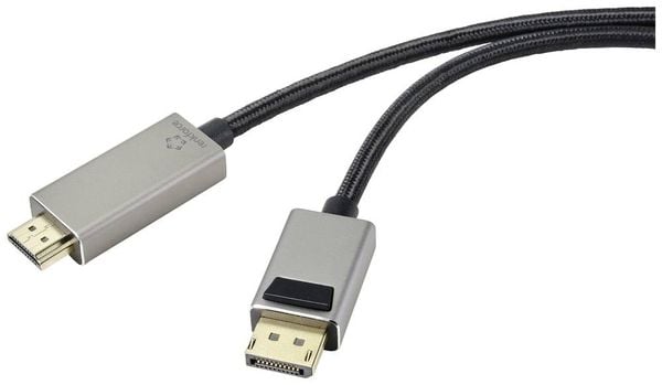 Renkforce DisplayPort / HDMI Verbindungskabel DisplayPort Stecker, HDMI-A Stecker 2.00m Schwarz UHD 8K @ 60 Hz, UHD 4K @ 120Hz