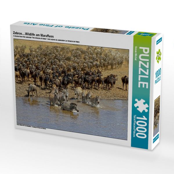 CALVENDO Puzzle Zebras....Wildlife am Marafluss 1000 Teile Lege-Größe 64x48cm Foto-Puzzle für glückliche Stunden