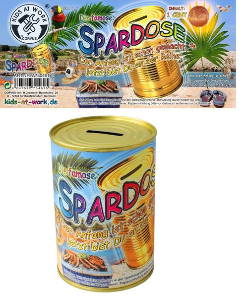 Corvus A750461 - Kids-at-Work, Spardose (geschlossen und knacksicher) inkl. 1 Cent, 75x110cm,