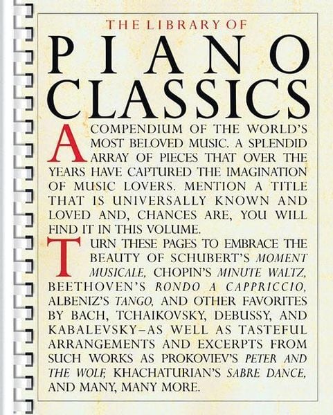 The Library of Piano Classics - Piano Sheet Music Book - Classical Piano Book