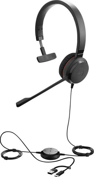 Jabra Evolve 30 II On Ear Headset kabelgebunden Mono Schwarz Noise Cancelling, Mikrofon-Rauschunterdrückung Headset, Lautstärkeregelung, Mikrofon-S