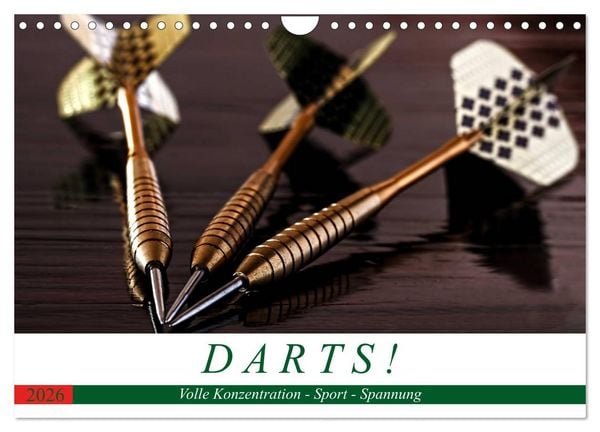 Darts. Konzentration - Sport - Spannung (Wandkalender 2026 DIN A4 quer), CALVENDO Monatskalender