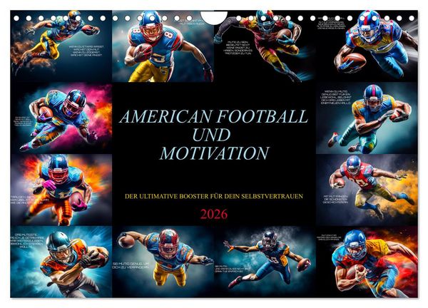 American Football und Motivation (Wandkalender 2026 DIN A4 quer), CALVENDO Monatskalender