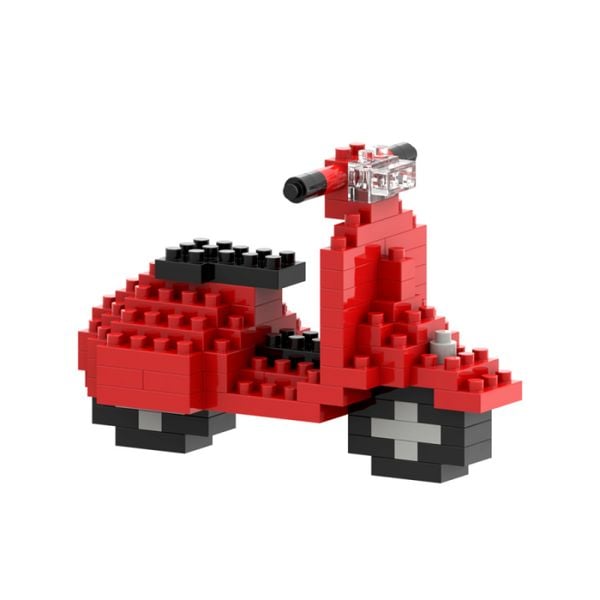 BRIXIES 220055 - Postkarte Motorroller, 3D Konstruktionsbausatz aus Ministeinen, 101 Teile