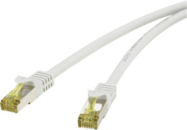 Renkforce RF-4149876 RJ45 Patchkabel CAT 6a (Rohkabel CAT 7) S/FTP 15.00 m Grau mit Rastnasenschutz, Flammwidrig 1 St.
