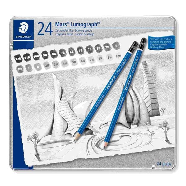 STAEDTLER Mars Schreib- und Zeichbedarf Mars Lumograph 100 Zeichenbleistift, 24er Set