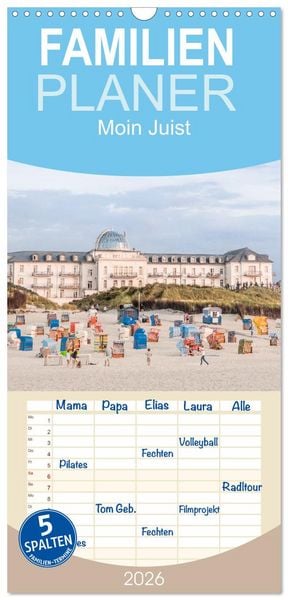 Familienplaner 2026 - Moin Juist mit 5 Spalten (Wandkalender, 21 x 45 cm) CALVENDO