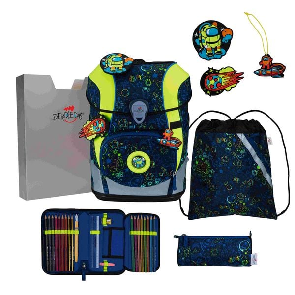 DerDieDas Schulranzen Set ErgoFlex Tiny, Schulranzen Set, 5tlg, Neon Crazy