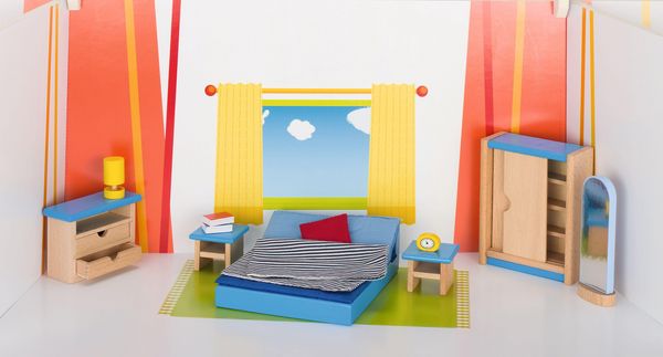Goki Puppenmöbel Schlafzimmer für Puppenhaus