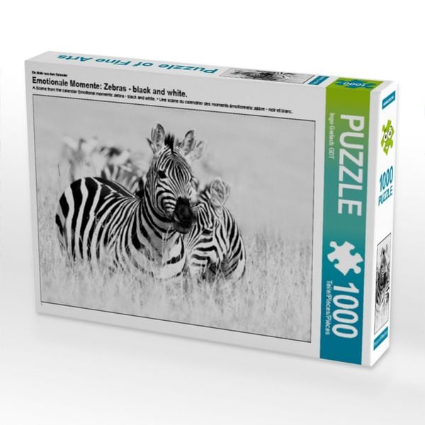 CALVENDO Puzzle Ein Motiv aus dem Kalender Emotionale Momente: Zebras - black and white. 1000 Teile Lege-Größe 64x48cm Foto-Puzzle für glückliche Stunden