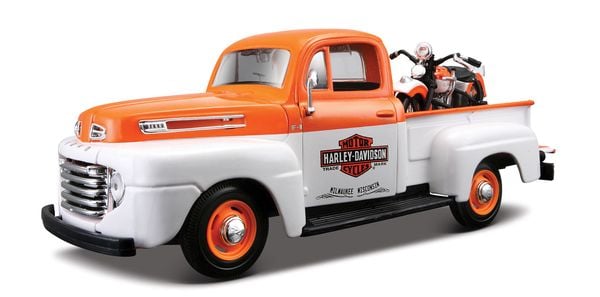 Maisto Ford Pick Up F1 ´48 und Modellmotorrad FL Panhead Harley Davidson 1:24 Modellauto