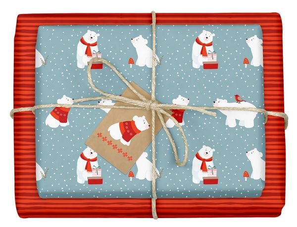 Geschenkpapier Set Weihnachten: Eisbär (für Kinder)