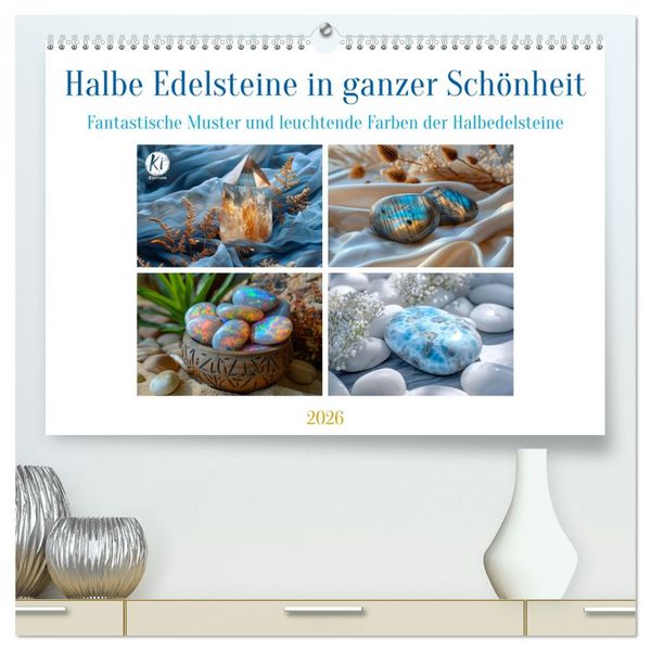Halbe Edelsteine in ganzer Schönheit (hochwertiger Premium Wandkalender 2026 DIN A2 quer), Kunstdruck in Hochglanz