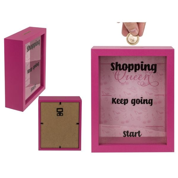 Holz Spardose Shopping Queen 18x14cm