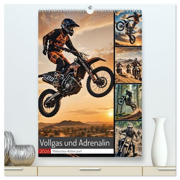 Vollgas und Adrenalin - Motocross-Action pur! (hochwertiger Premium Wandkalender 2026 DIN A2 hoch), Kunstdruck in Hochglanz