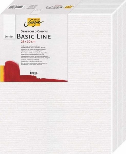 KREUL SOLO GOYA Stretched Canvas Basic Line, Keilrahmen 3er Set, 24 x 30 cm