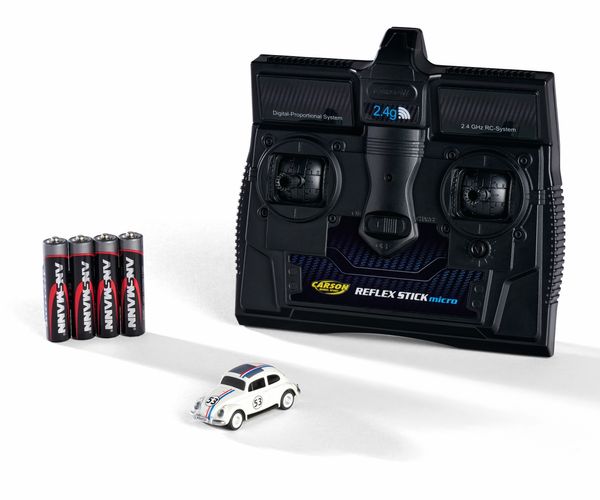 Carson Modellsport 500504153 VW Beetle Rallye 1:87 RC Modellauto Elektro Straßenmodell inkl. Akku, Ladegerät und Senderbatterien