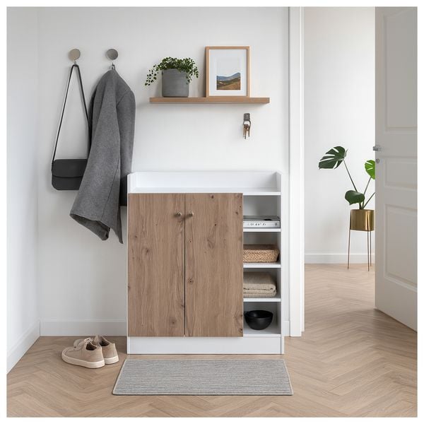 HTI-Living Kommode Nina 5 Weiß Artisaneiche Kommode Nina 5 Weiß Artisaneiche