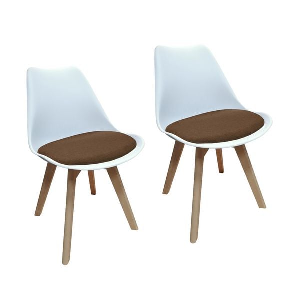 HTI-Living Stuhl Atlanta Weiß/Webstoff Braun 2er-Set Stuhl Atlanta Weiß/Webstoff Braun 2er-Set