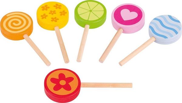 Goki 51554 - Lollies, 6-teilig, Holz, Zubehör für Kinderküche/Kaufladen