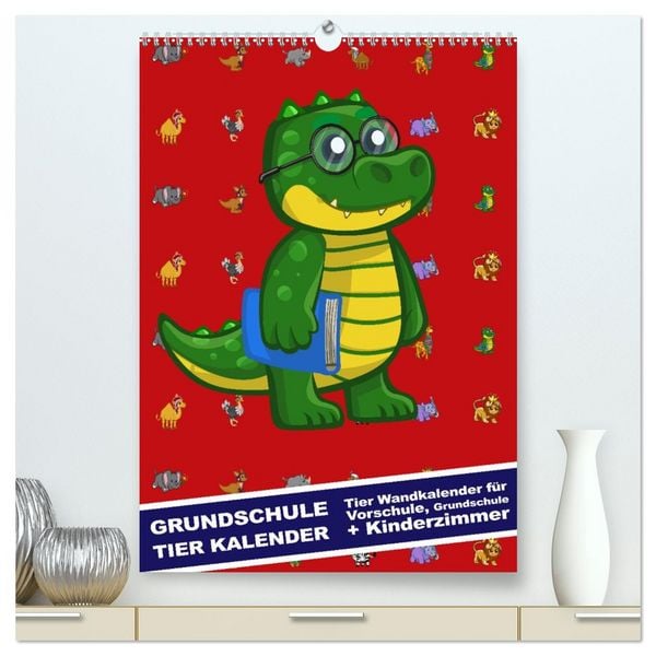 Grundschule Tier Kalender - Tier Wandkalender für Vorschule, Grundschule und Kinderzimmer (hochwertiger Premium Wandkalender 2026 DIN A2 hoch), Kunstdruck in Hochglanz