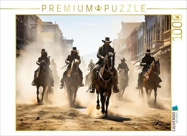 CALVENDO Puzzle Ankunft der Reiter im wilden Westen 1000 Teile Lege-Größe 64x48cm Foto-Puzzle für glückliche Stunden