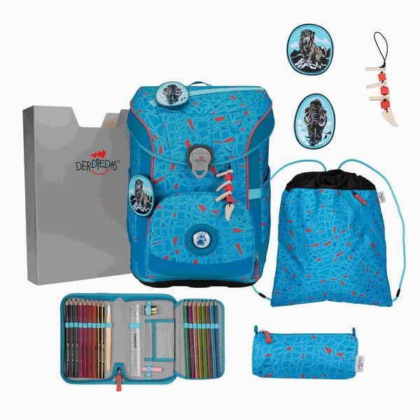 DerDieDas Schulranzen Set ErgoFlex Easy Superflash, Schulranzen Set, 5tlg, Blue Ice