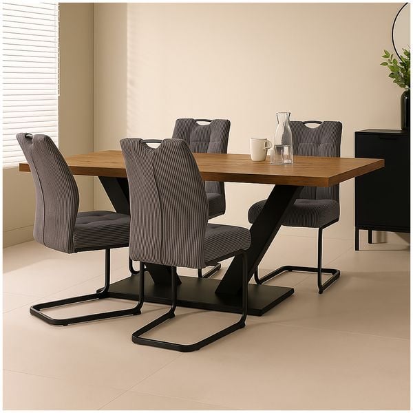 HTI-Living Stuhl Marek dunkelgrau Cord 4er Stuhl Marek dunkelgrau Cord 4er