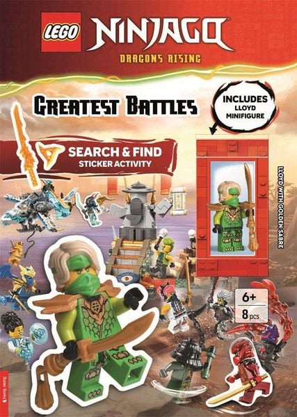 LEGO® NINJAGO®: Greatest Battles Search & Find Sticker Activity Book (with Lloyd minifigure and Golden Sabre)