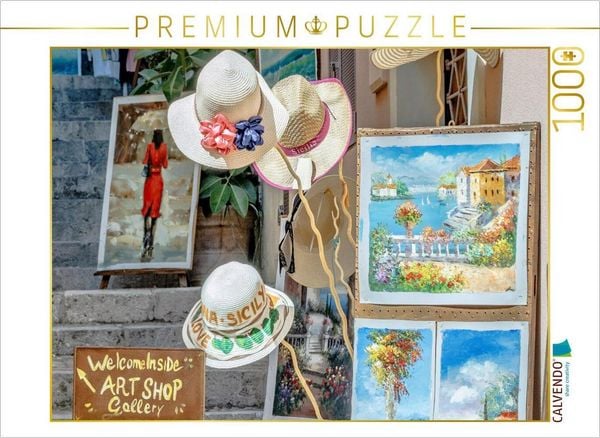 CALVENDO Puzzle Kunst Galerie in Taormina in Sizilien 1000 Teile Lege-Größe 64x48cm Foto-Puzzle für glückliche Stunden