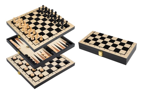 Schach Backgammon Dame Set, Reise, Feld 30 mm