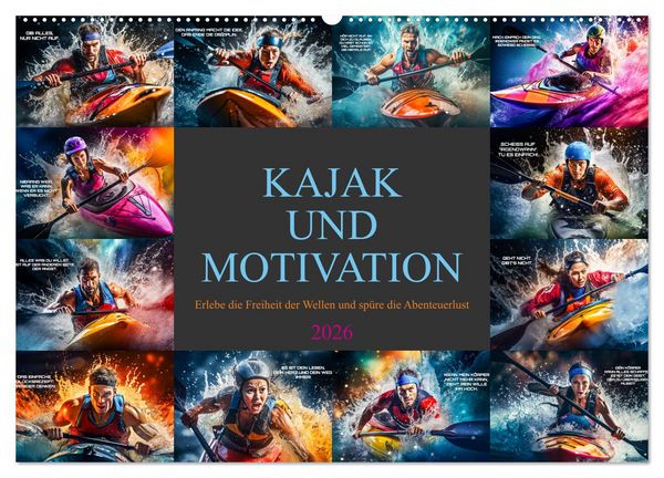 Kajak und Motivation (Wandkalender 2026 DIN A2 quer), CALVENDO Monatskalender