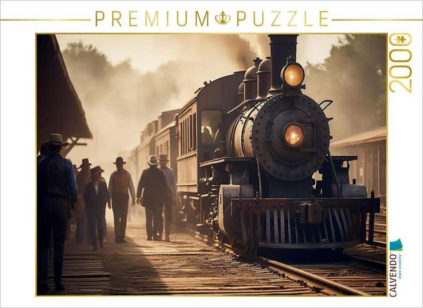 CALVENDO Puzzle Am Bahnhof im Wilden Westen 2000 Teile Lege-Größe 90x67cm Foto-Puzzle für glückliche Stunden