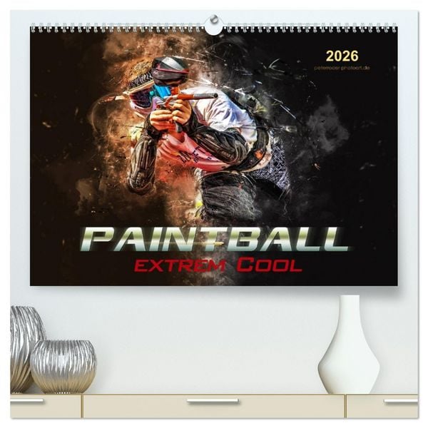 Paintball - extrem cool (hochwertiger Premium Wandkalender 2026 DIN A2 quer), Kunstdruck in Hochglanz