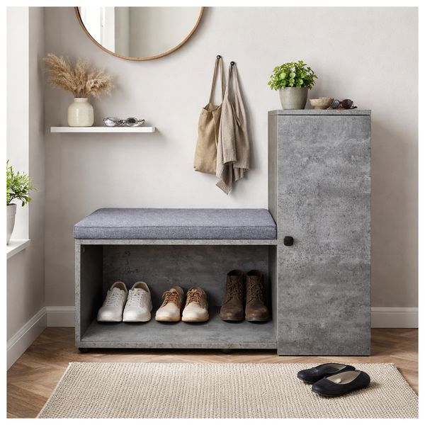 HTI-Living Schuhschrank mit Sitzbank Thekla Betonoptik Schuhschrank mit Sitzbank Thekla Betonoptik