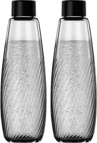 Sodastream Glasflasche DUO Glasflasche Riffled Schwarz, Transparent