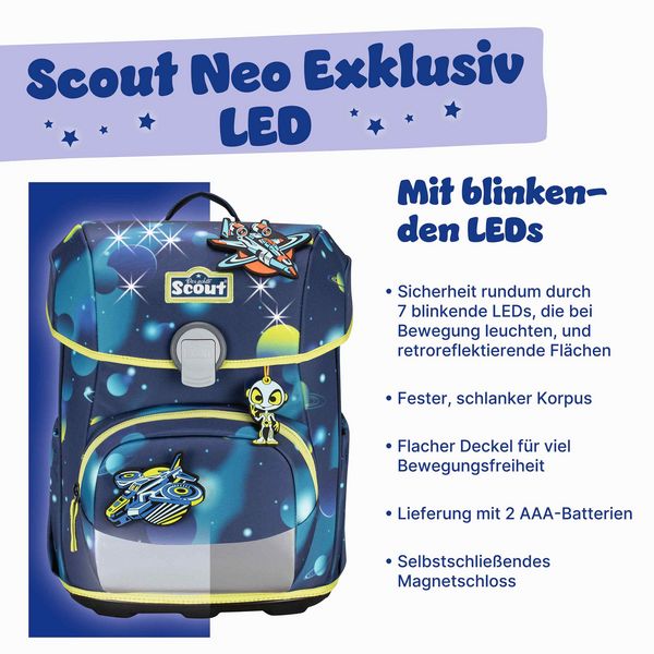 Scout Schulranzen Set Neo LED, Schulranzen Set, 4tlg, Planets