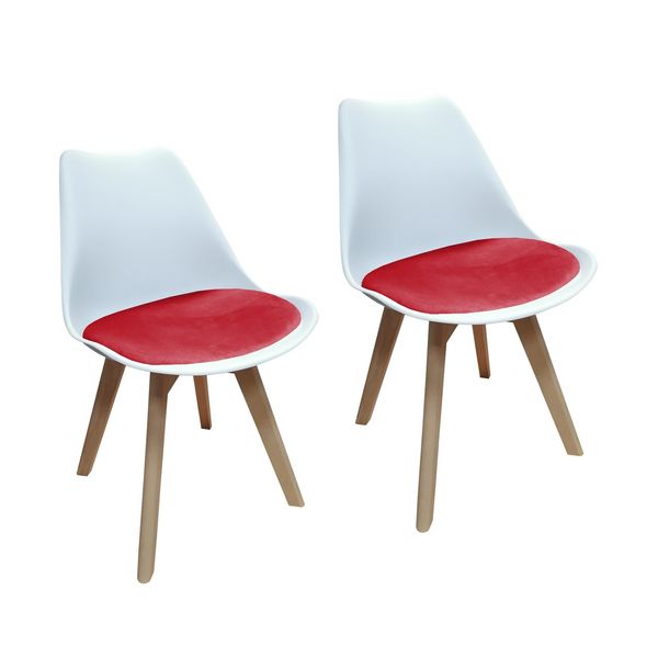 HTI-Living Stuhl Atlanta Weiß/Velvet Rot 2er-Set Stuhl Atlanta Weiß/Velvet Rot 2er-Set