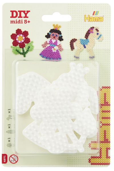 Hama® Bügelperlen Blister 3 Stiftplatten Prinzessin/Blume/Pony.
