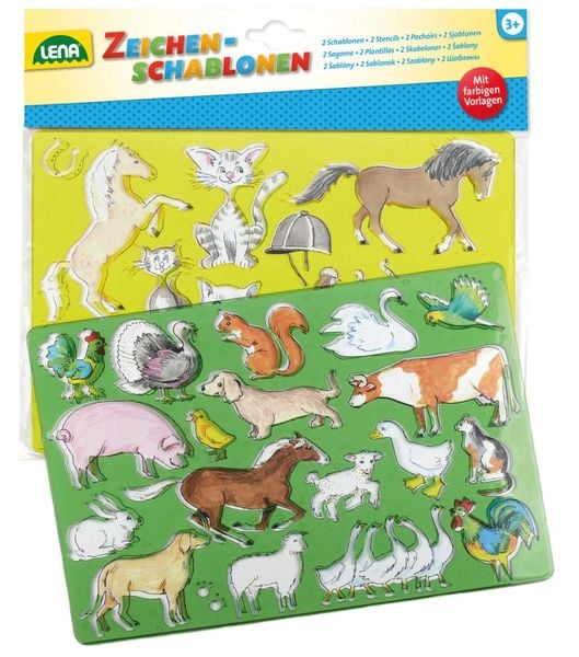 Zeichenschablone Pferde + Katzen, Beutel