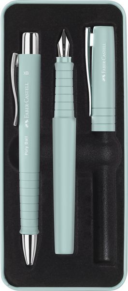 FABER-CASTELL Geschenkset Füller + Kugelschreiber Poly Ball Pen caribic blue