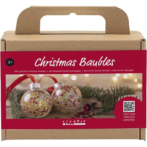 Creativ Company DIY Sets Dekoartikel Mini Kreativ Set Weihnachtskugeln, Pailletten, Kreativ Box