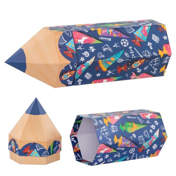 Idena Geschenkbox Stiftform Schultüte blau 10x27x9cm