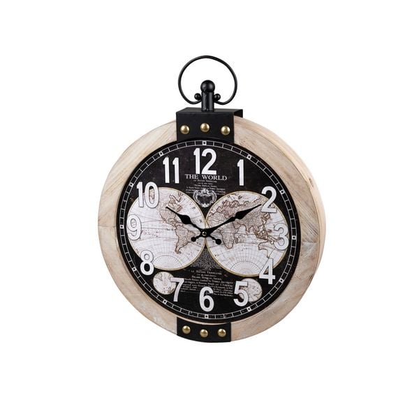 formano Wanduhr Ø 40 cm Holz-Weltkarte Wanduhr Ø 40 cm Holz-Weltkarte