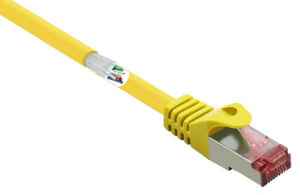 Renkforce RF-5372560 RJ45 Patchkabel CAT 6 S/FTP 3.00 m Gelb mit Rastnasenschutz, vergoldete Steckkontakte, Flammwidrig 1 St.
