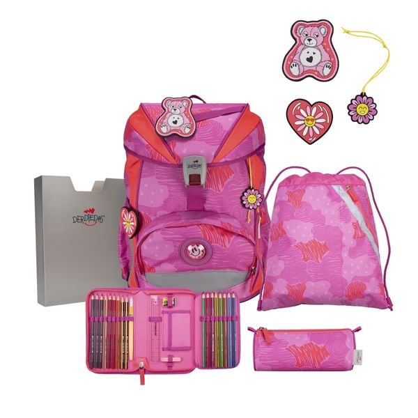 DerDieDas Schulranzen Set ErgoFlex Light, Schulranzen Set, 5tlg, Roses
