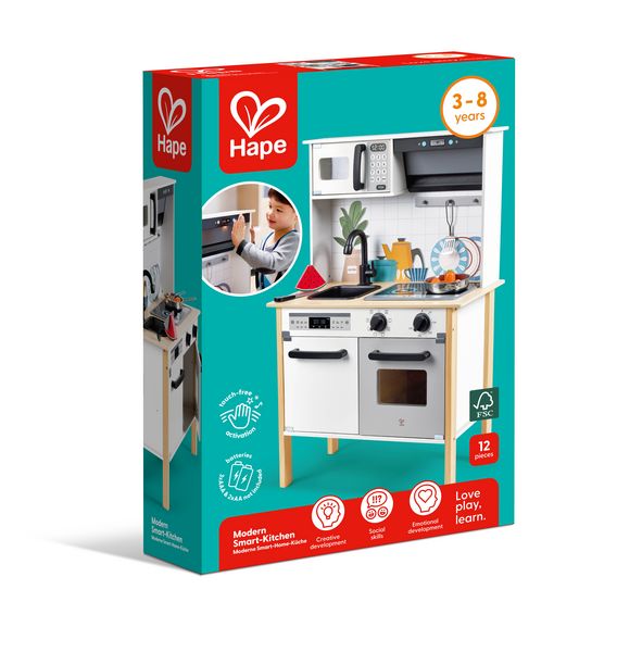 Hape E3216 - Moderne Smart-Home-Küche, 12-teilig., Kinderküche mit Zubehör